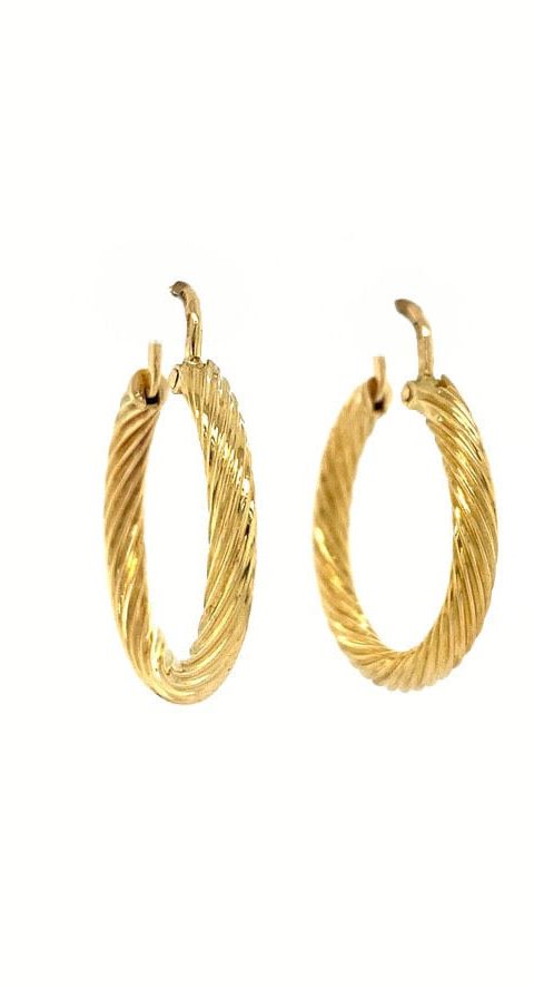 Vintage 18K Gold Twisted Hoop Earrings
